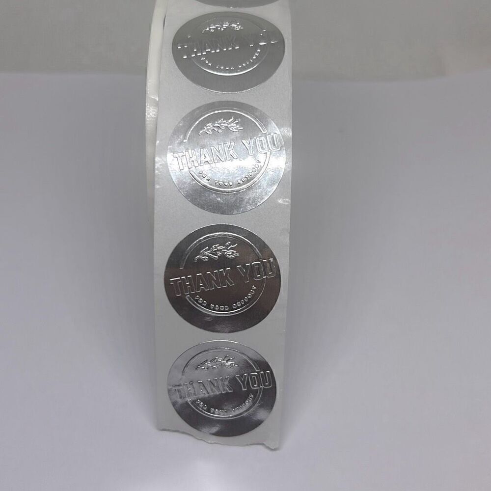 500 Pieces/roll 2.5CM Thank You For Ordering Sticker Gift Silver Label Stickers